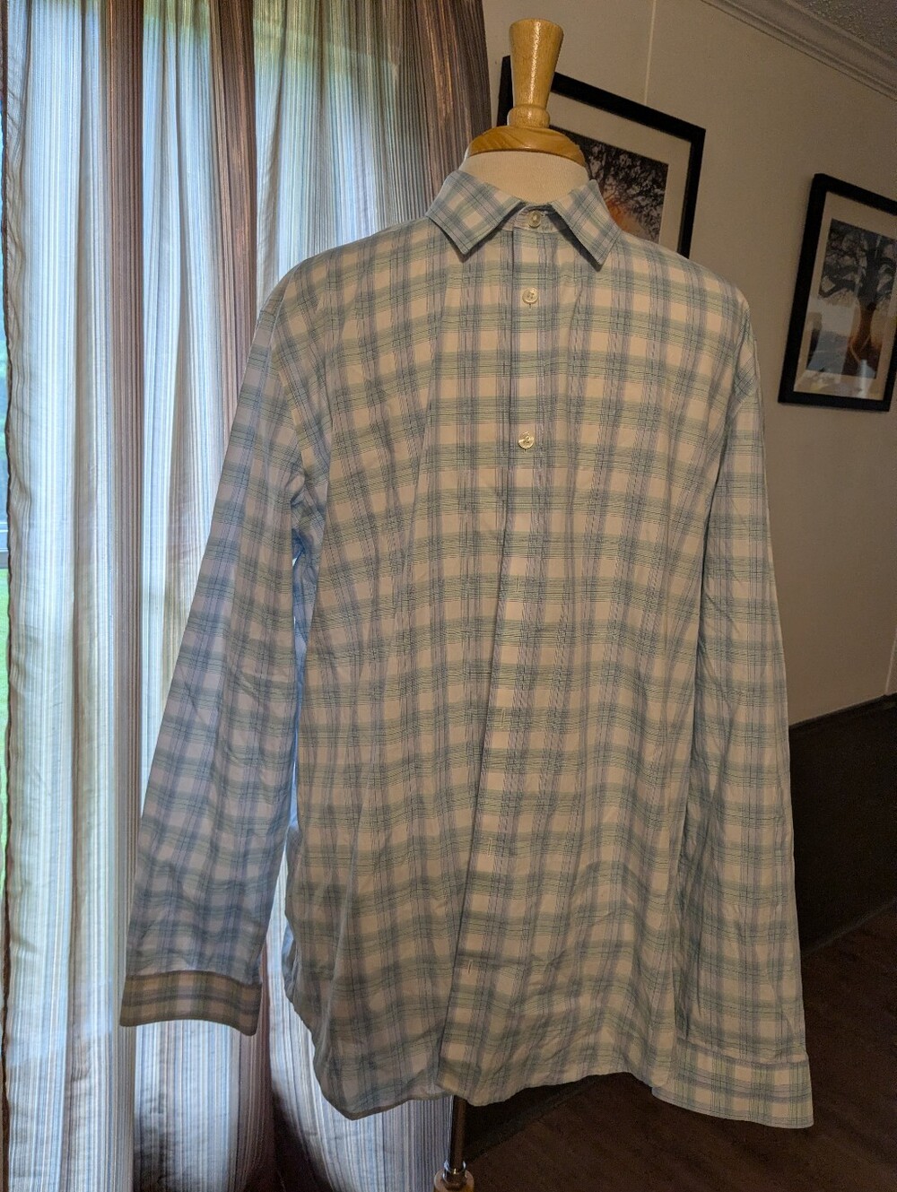 Men's  Calvin Klein Light Blue Plaid Button-Down Shirt